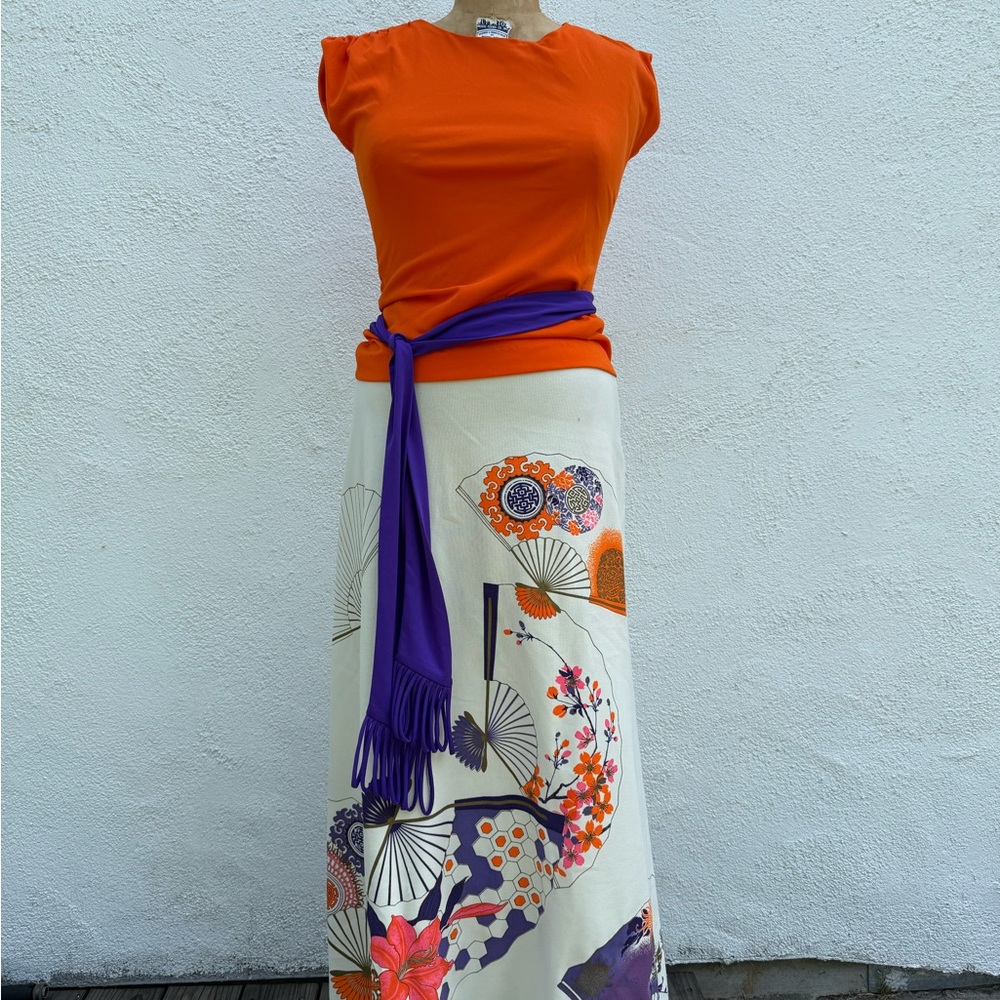 Authentic 1970's Miss Shaheen Vintage Blouse and Skirt Set
